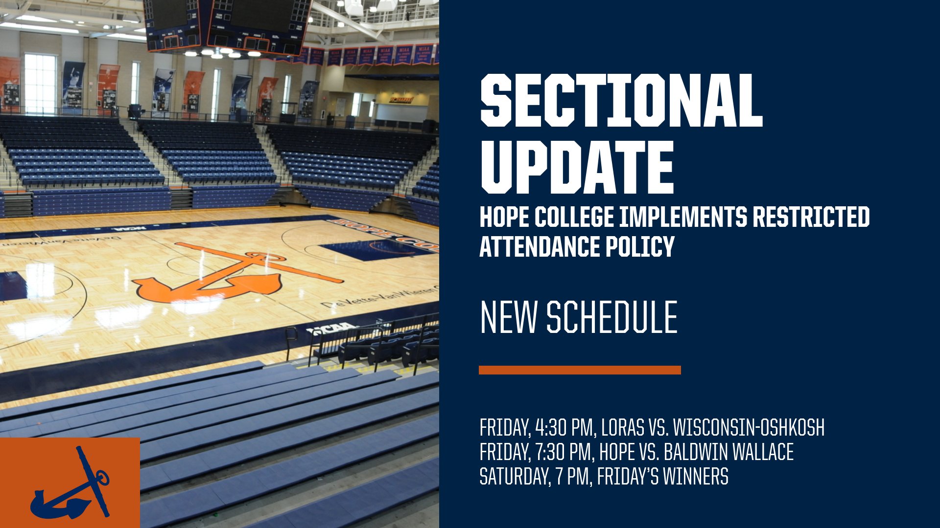 Restricted Attendance Policy Put In Place For NCAA Hope College Basketball Sectional