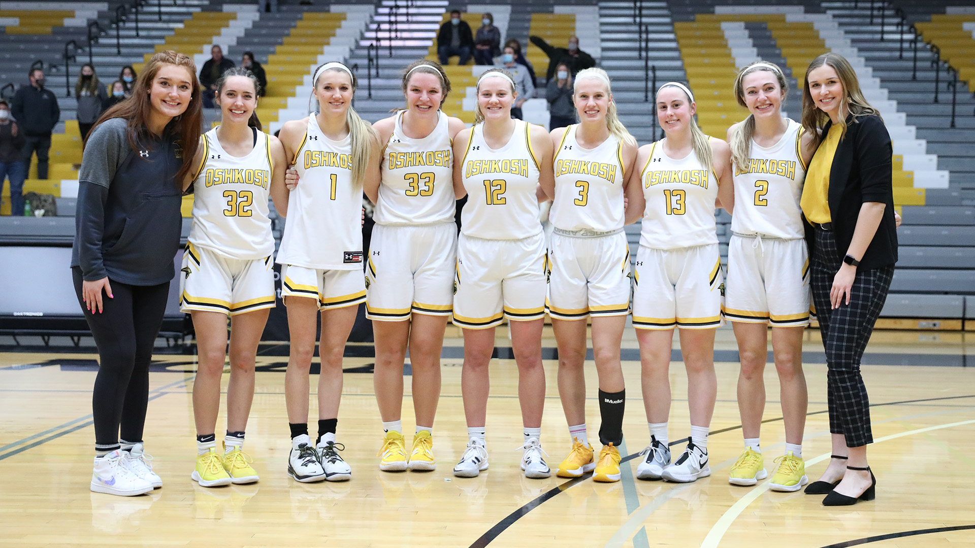 UW-Oshkosh's nine seniors were honored following the Titans' nonconference win over the Falcons.