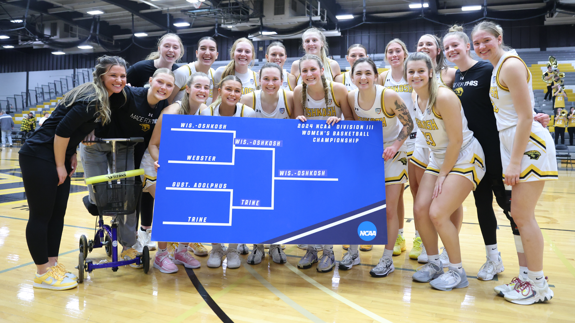 The Titans advanced to the third round of the NCAA Division III Tournament for the 11th time in program history with a 74-48 win over Trine on Saturday. Photo Credit: Steve Frommell, UW-Oshkosh Sports Information