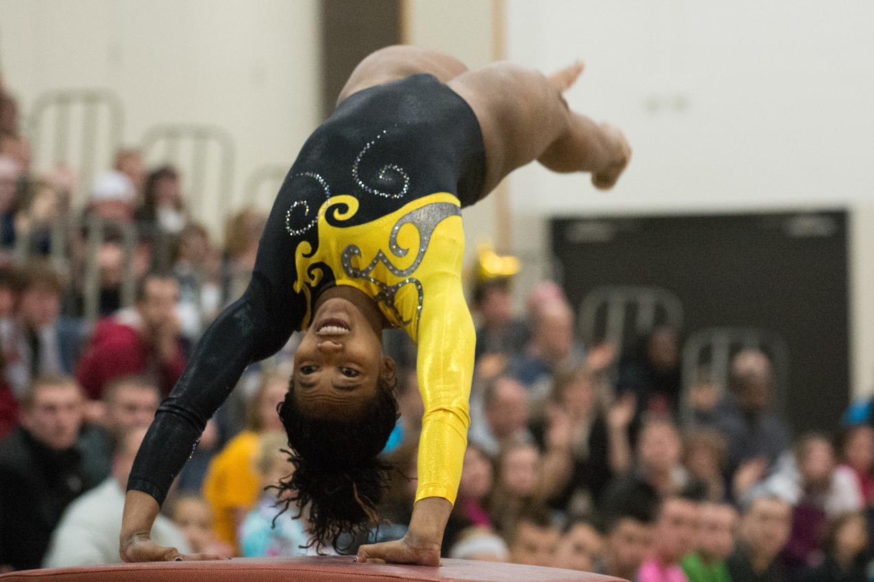 Krystal Walker won the balance beam while finishing second on the vault