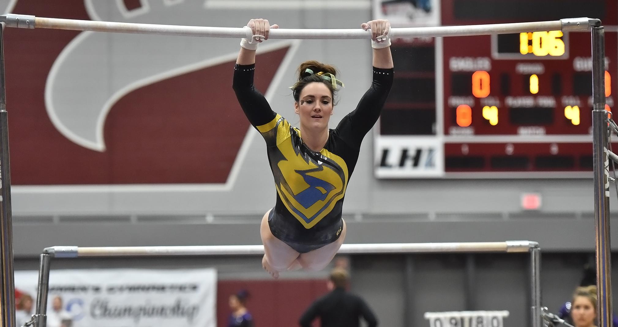 Kylie Fischer placed 18th in the floor exercise and 22nd on the uneven bars at the WIAC Championship/NCGA West Regional.