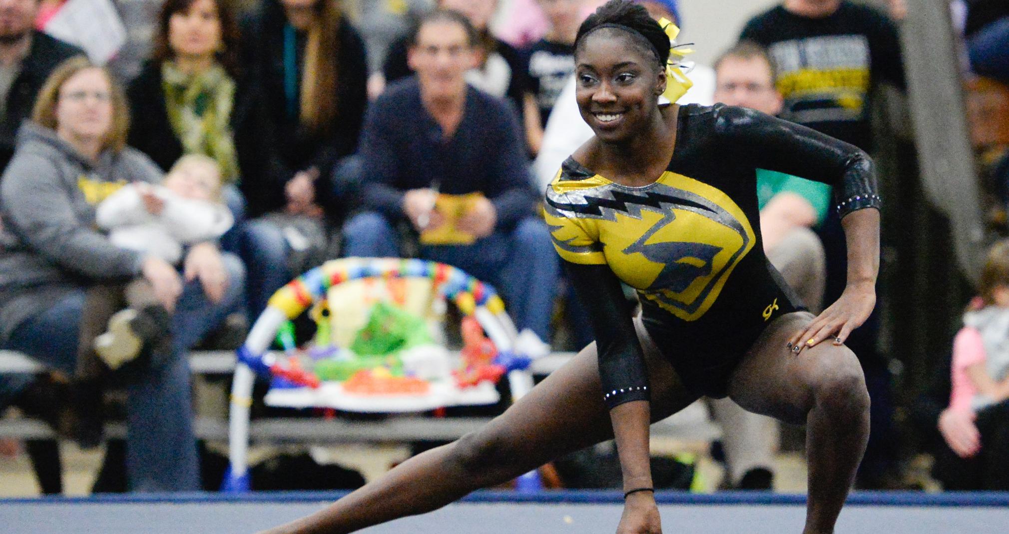 Danielle Turner finished sixth in the floor exercise while placing 15th on the balance beam.