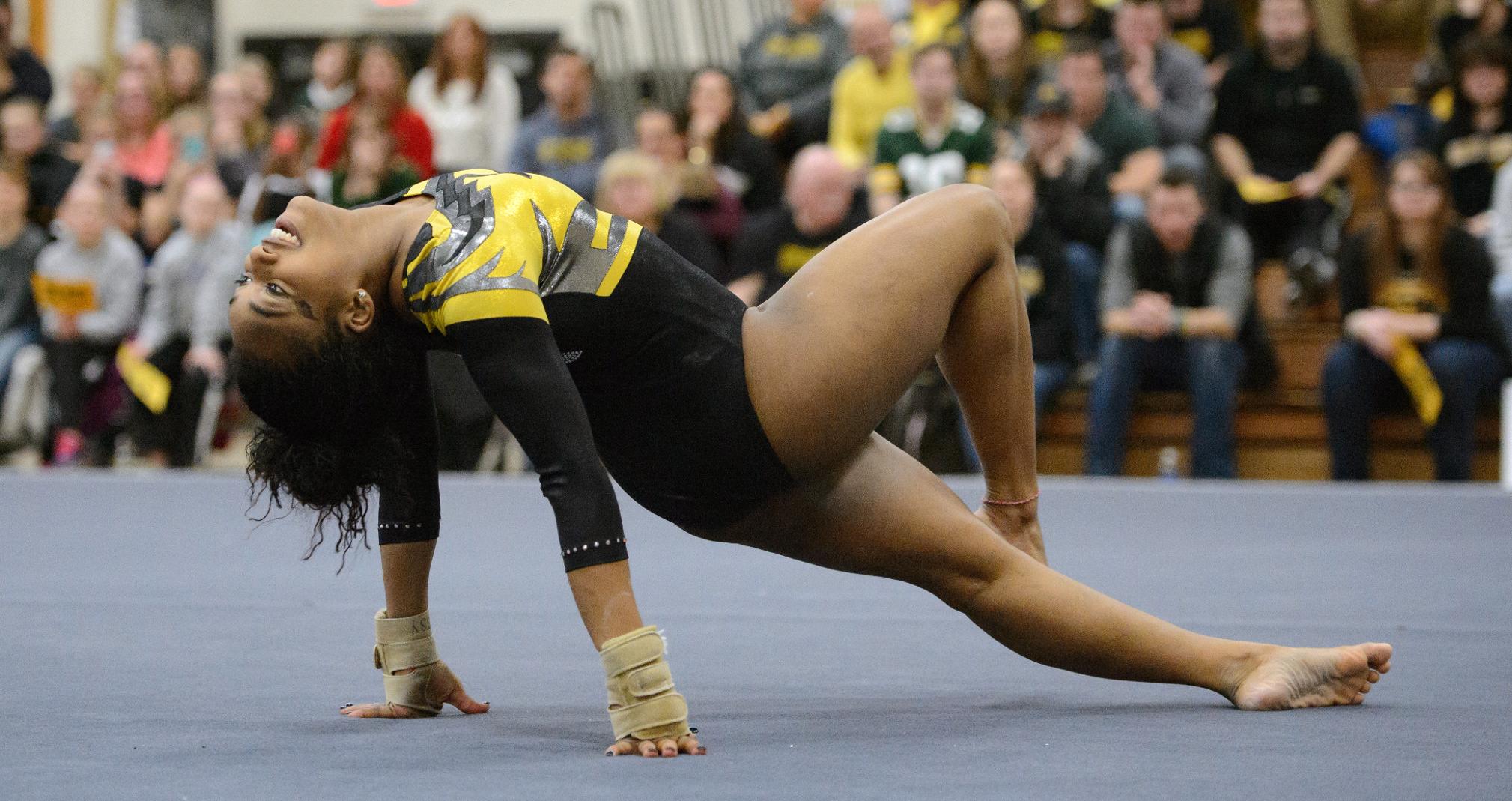 Krystal Walker finished second in the floor exercise, on the vault and in the all-around competition against the Division I Falcons.