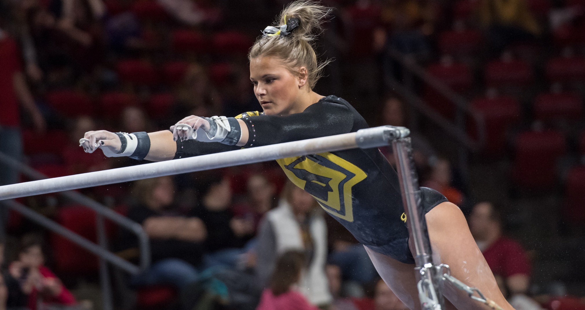 Madison Reiter recorded a score of 8.50 on the uneven bars at the Iowa State University Triangular.
