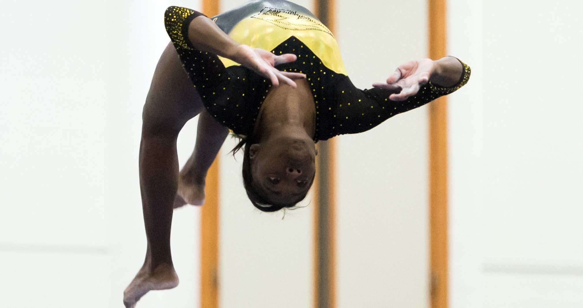 Danielle Turner finished second in the floor exercise and sixth on the balance beam during UW-Oshkosh's home meet with UW-Eau Claire.