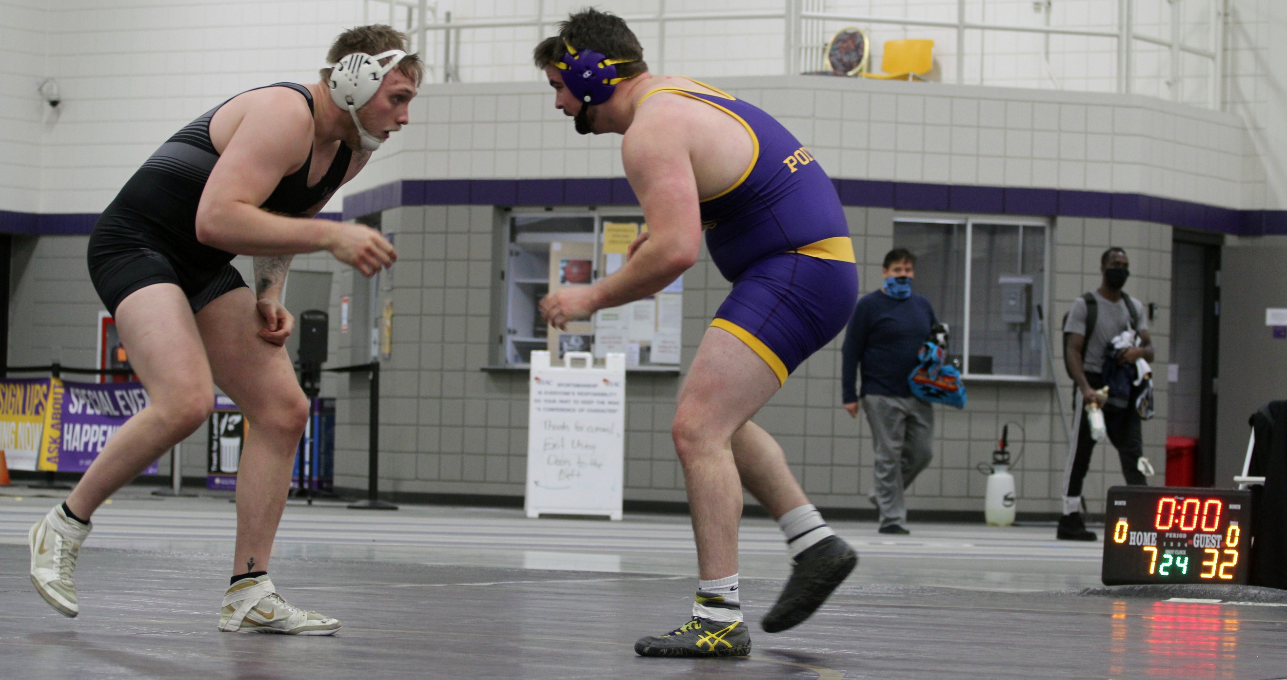 Jordan Lemcke closed UW-Oshkosh's largest victory over UW-Stevens Point in nearly four decades with his 8-0 win at 285 pounds.