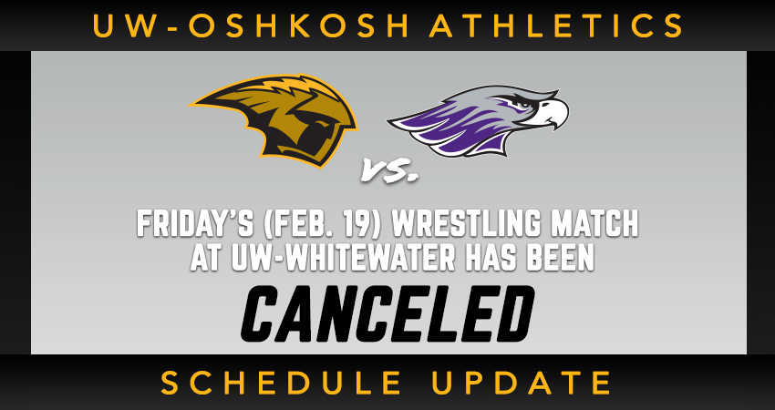 UW-Oshkosh’s Wrestling Match At UW-Whitewater Canceled