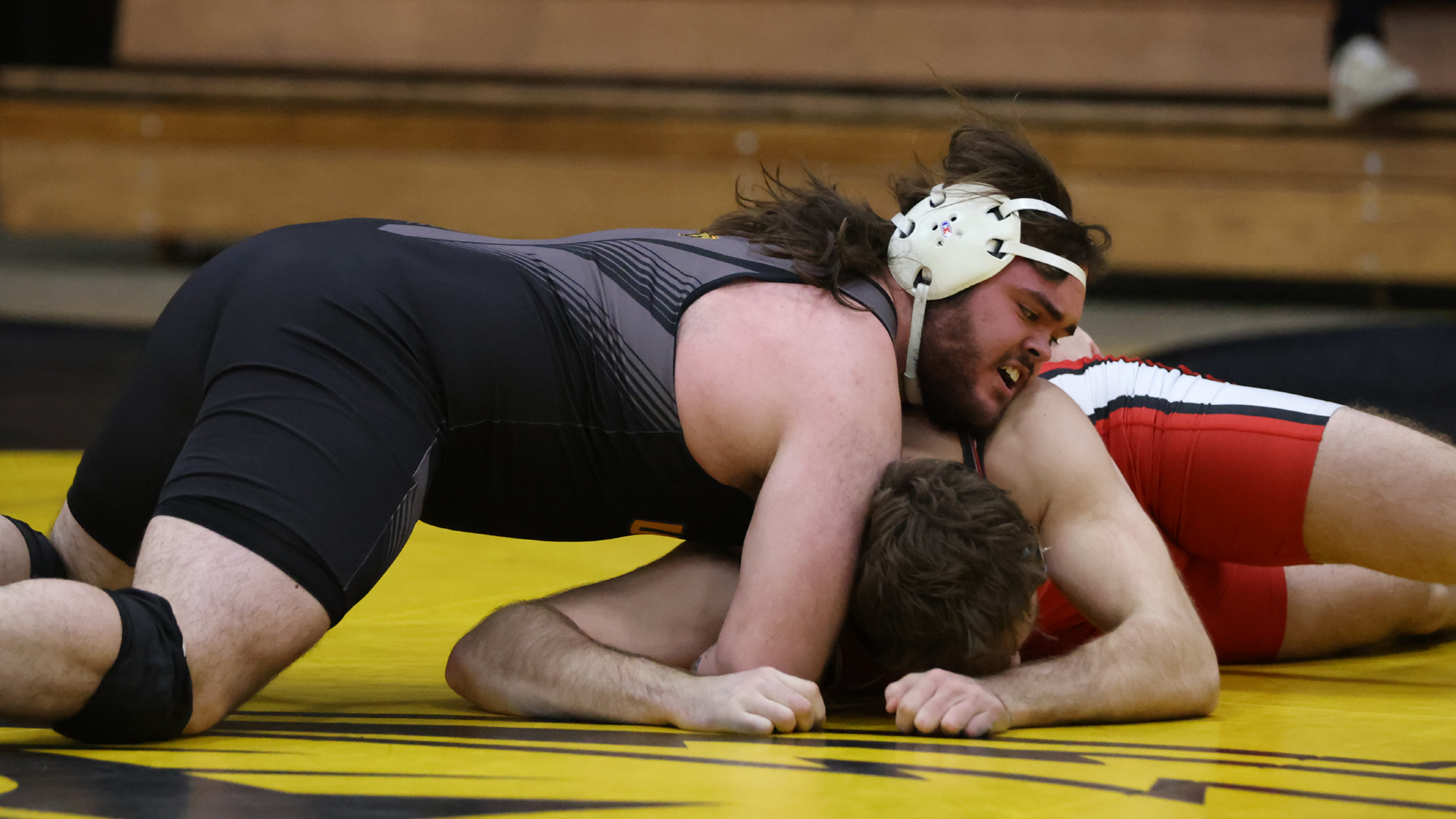 Camden Harms earned two pin wins in the Loras College Open on Saturday.