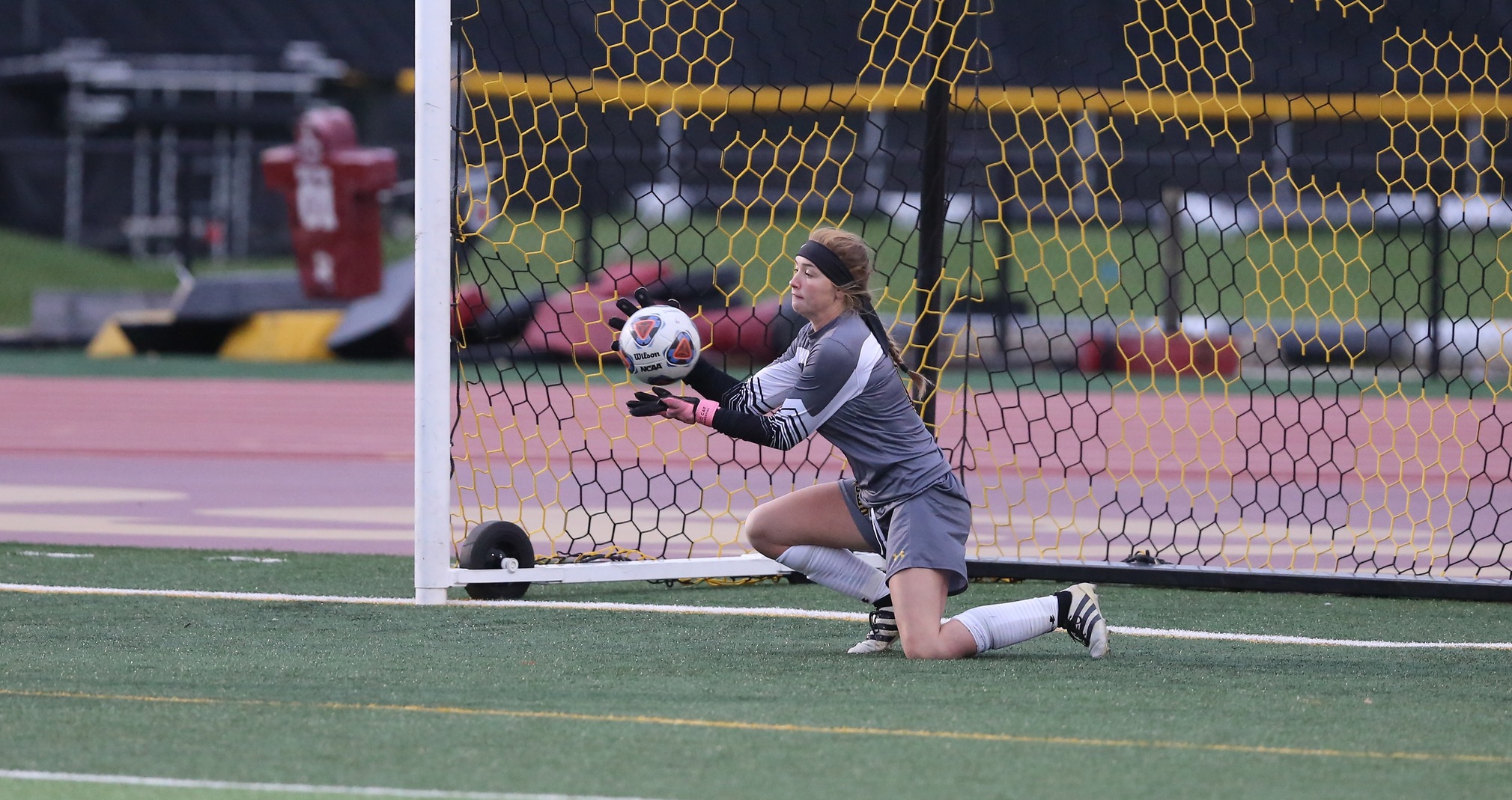 Erin Toomey recorded five saves against the Duhawks.