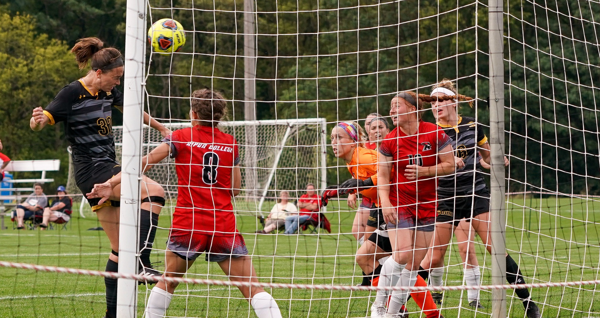Mackenzie Bennett's header in the 13th minute tied the score between the Titans and Red Hawks at 2.