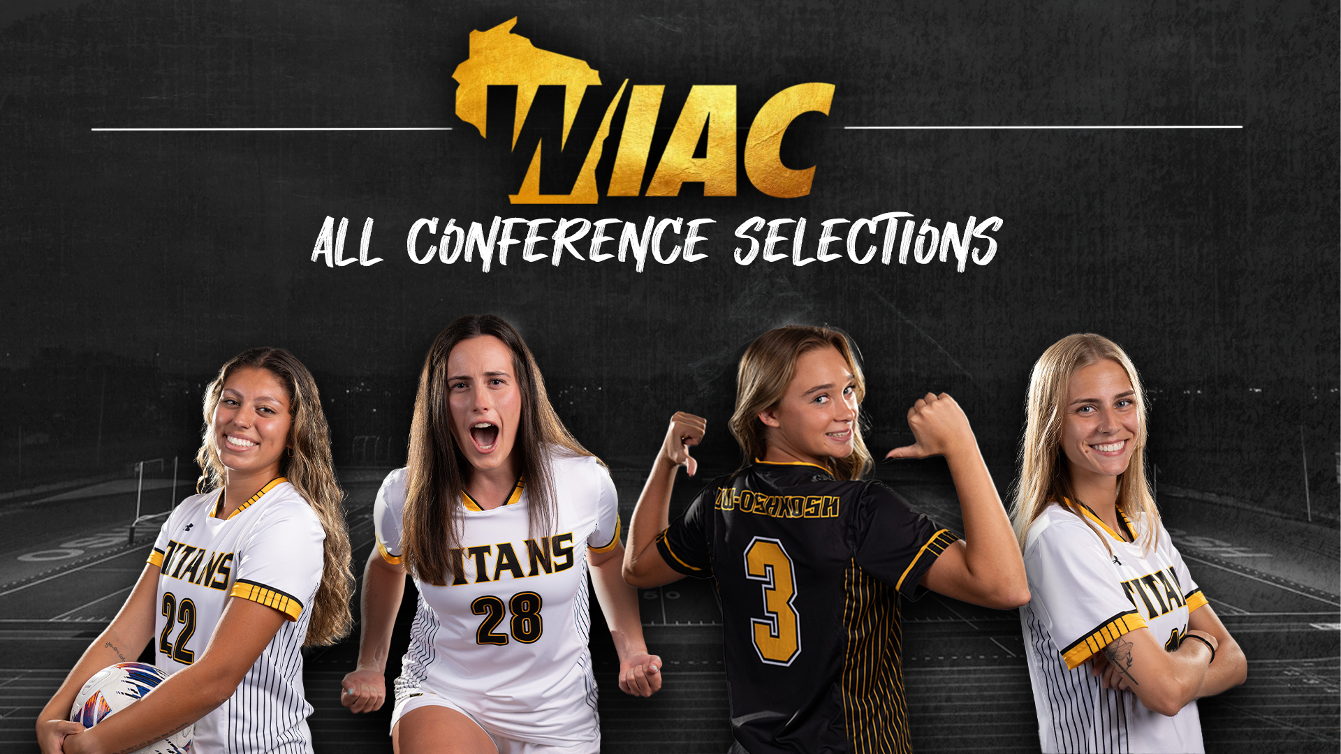 Alex Lopez, Kate Whitney, Lauren Silvestri and Molly Jackson are the Titans' 2023 All-WIAC selections