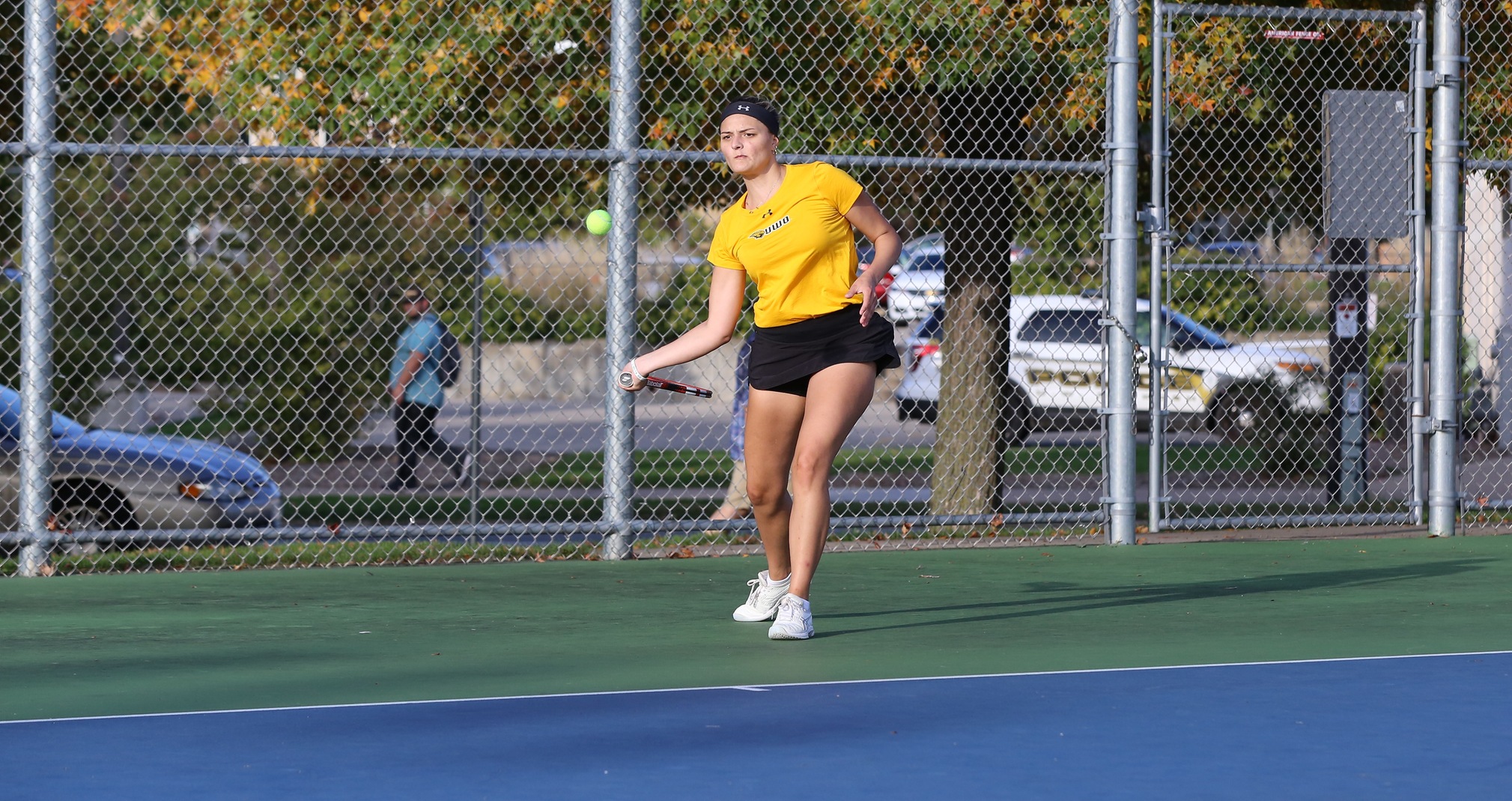 Kelley Hodyl was a winner at both No. 3 singles and No. 1 doubles against the Raiders.