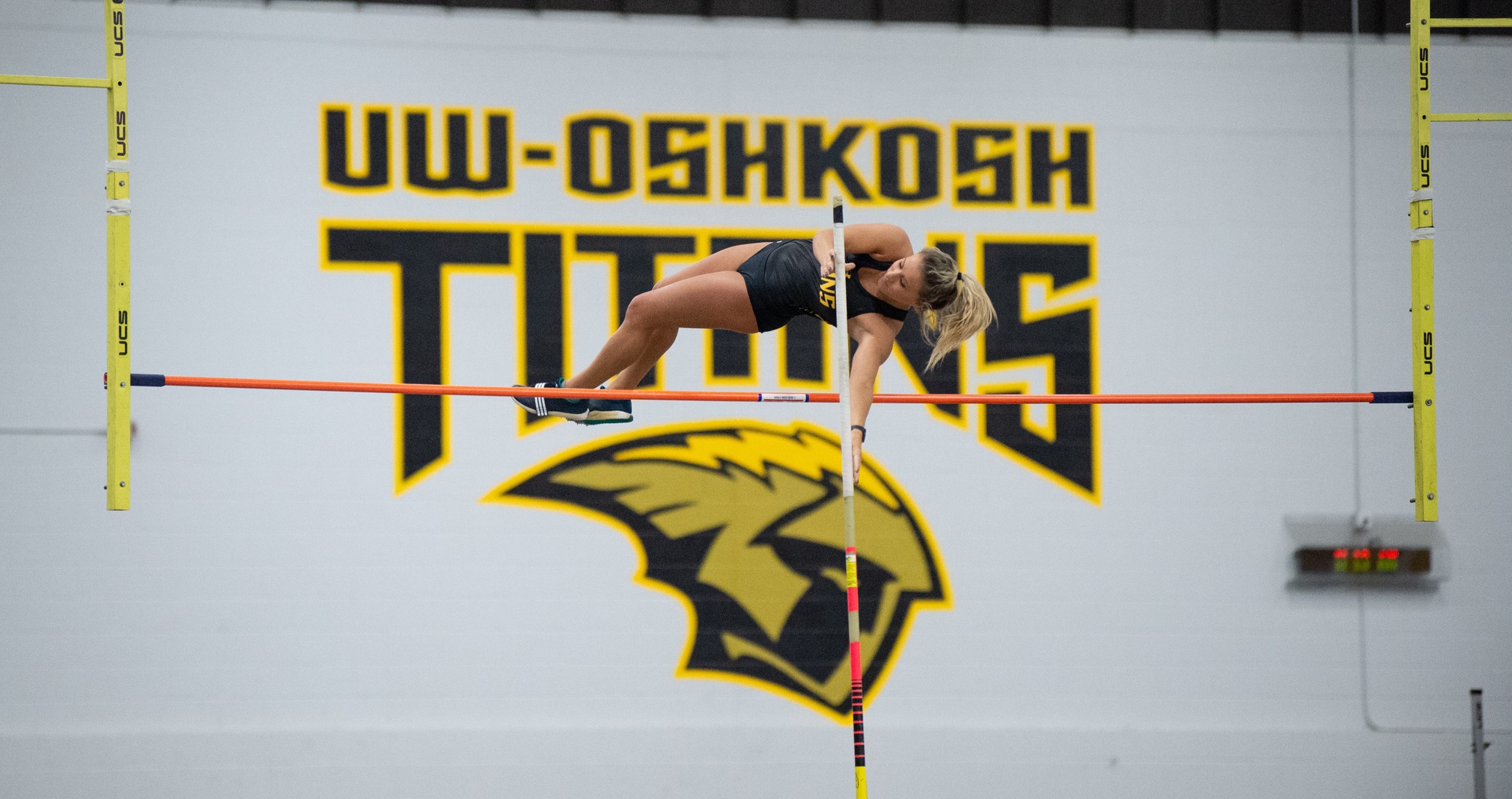 Megan Leahy won the pole vault at the Olivet Nazarene University Holiday Invitational with a height of 11-3 3/4.
