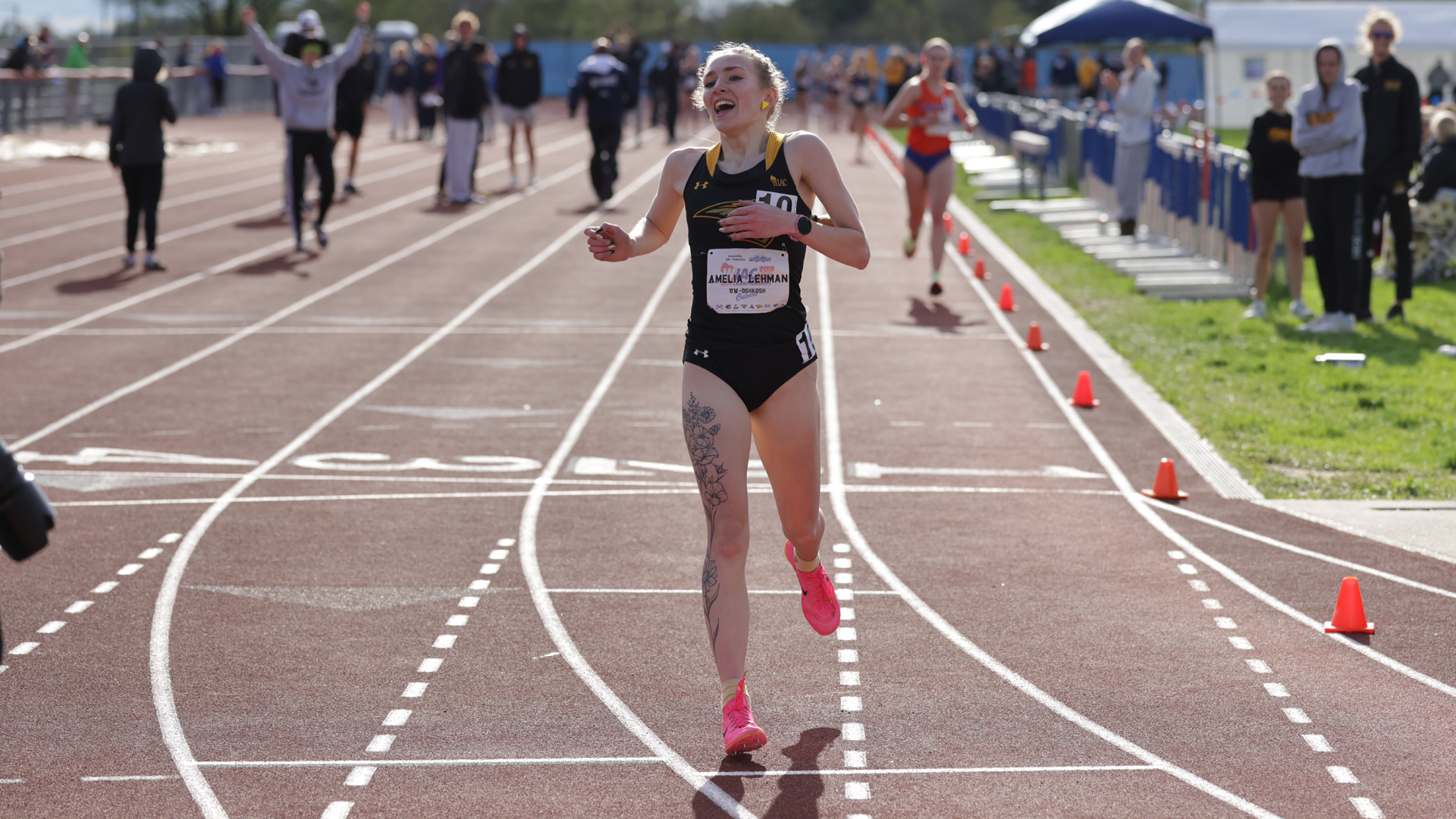 Amelia Lehman won the 1,500- and 5,000-meter runs at the WIAC Championship on Saturday. Photo Credit: Steve Frommell, UW-Oshkosh Sports Information