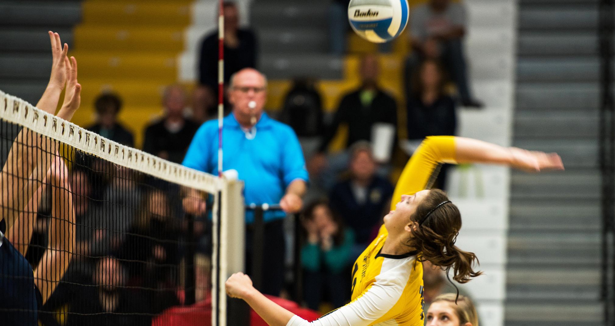 Carly Lemke tied her career high with 12 kills on .478 hitting against UW-Eau Claire.