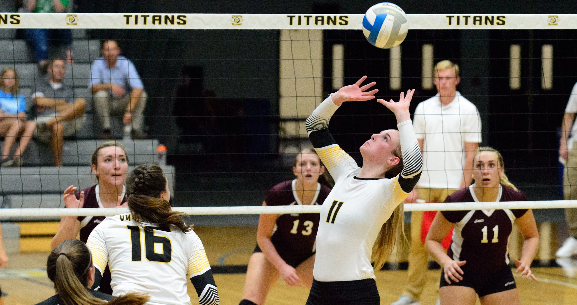 Samantha Jaeke had 24 assists and 10 digs against the Blugolds for her seventh double-double of the year.