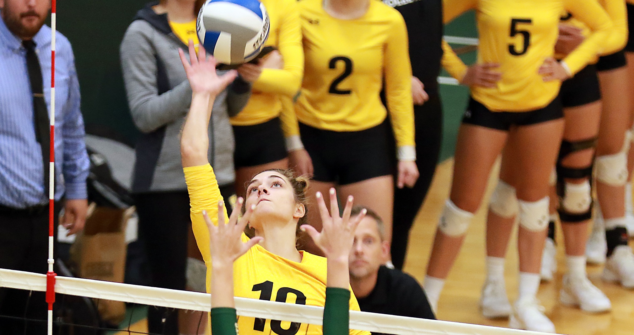 Kendall Enyart was one of two Titans to record a team-best nine kills against St. Norbert College.