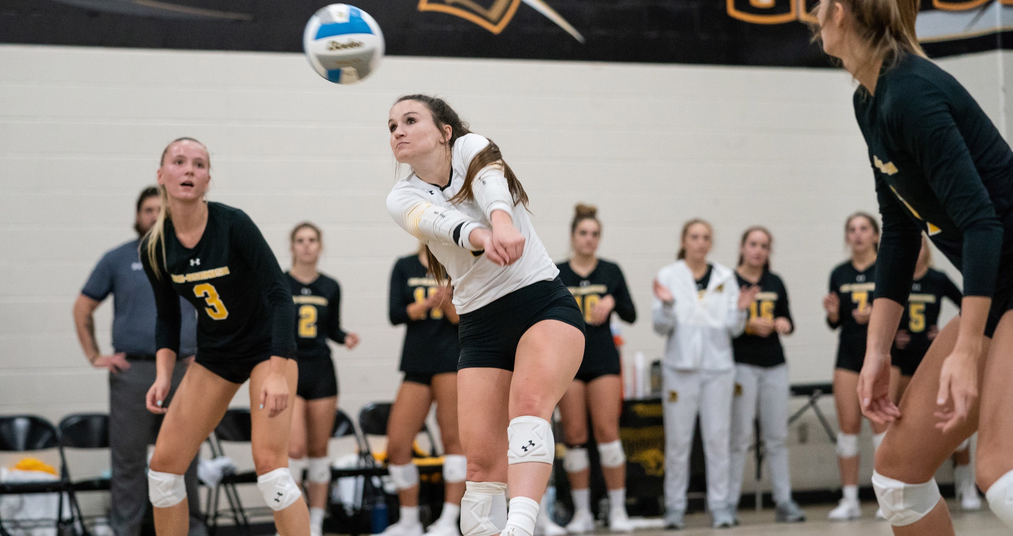 Rachel Gardner had 32 digs in Wednesday's two matches, including a season-high 23 against St. Norbert College.
